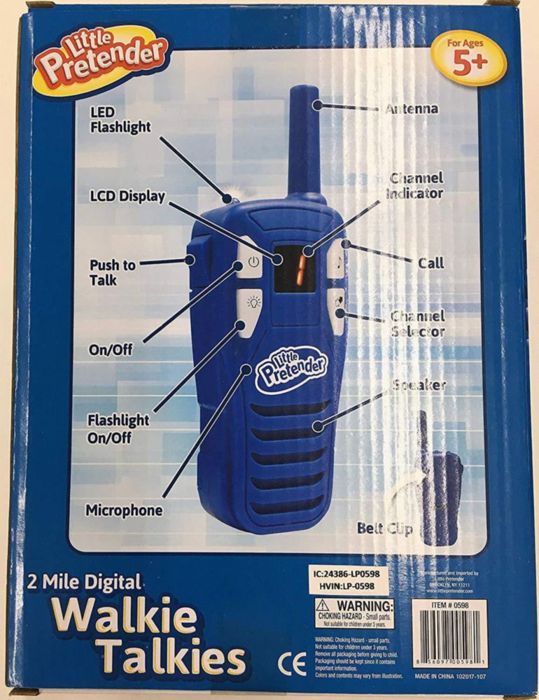 Radios walkie talkie Little Pretender Pack de 2 con linterna y alcance de 3 km