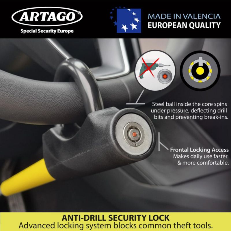Candado Artago 871A/B amarillo de llave ajustable a 74 cm