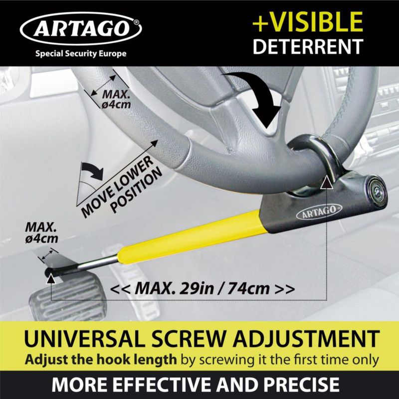 Candado Artago 871A/B amarillo de llave ajustable a 74 cm