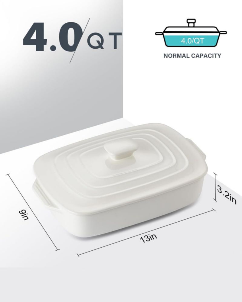 Cazuela Lareina 4 QT Blanca con Tapa