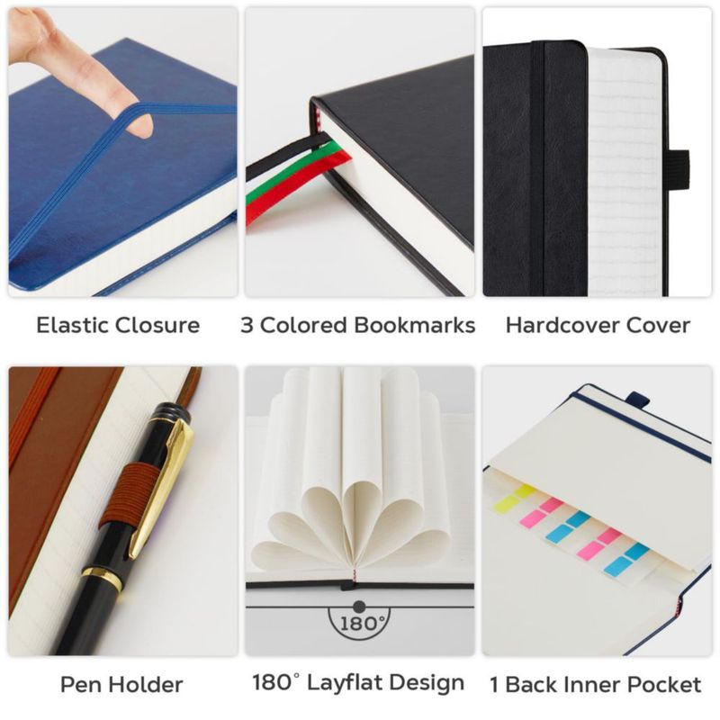 Set de 3 cuadernos FOCUS DAY B5 320 págs rayados Negro/Azul/Marrón