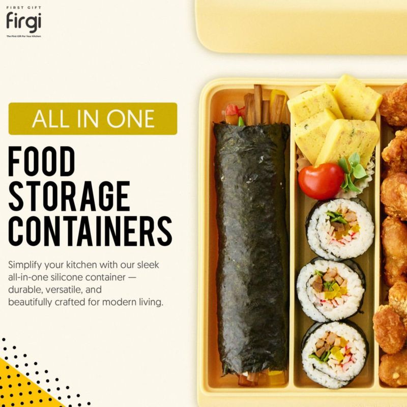 Recipiente de alimentos Firgi 739 ml 4 compartimentos amarillo