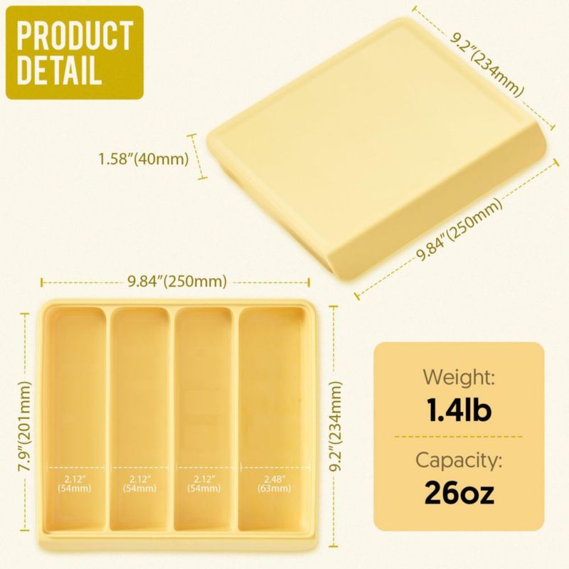 Recipiente de alimentos Firgi 739 ml 4 compartimentos amarillo