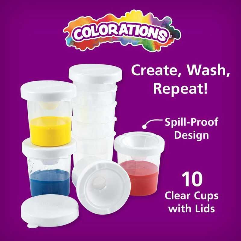 Vasos de pintura Colorations 10WPC paquete de 10 con tapa blanca