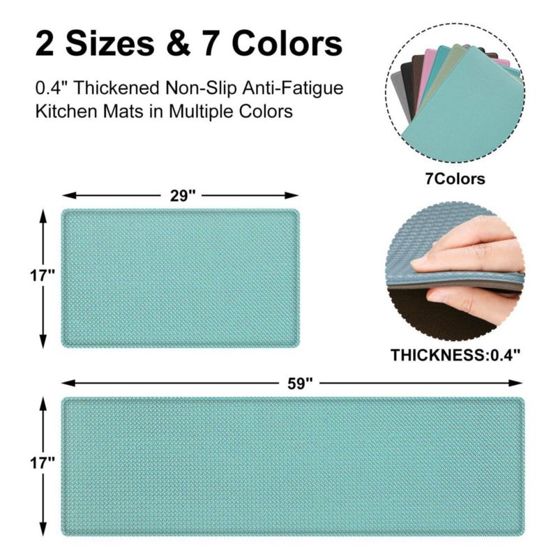 Juego de Alfombras de Cocina AUTODECO Turquesa 2 Piezas 43 × 74 cm