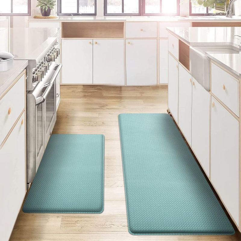 Juego de Alfombras de Cocina AUTODECO Turquesa 2 Piezas 43 × 74 cm