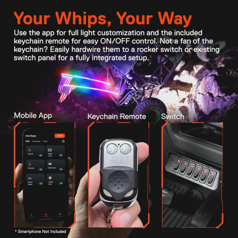 Luz LED tipo látigo ONLINE LED STORE 30 cm RGB Bluetooth