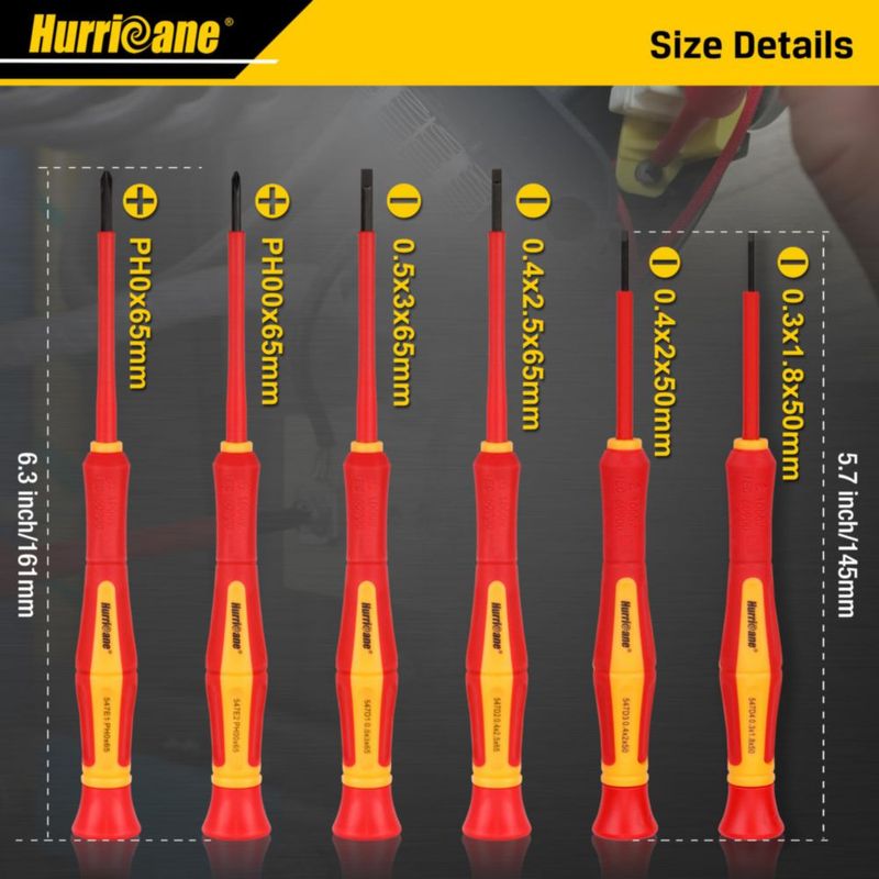 Juego de destornilladores HURRICANE 6 piezas certificado VDE 1000V
