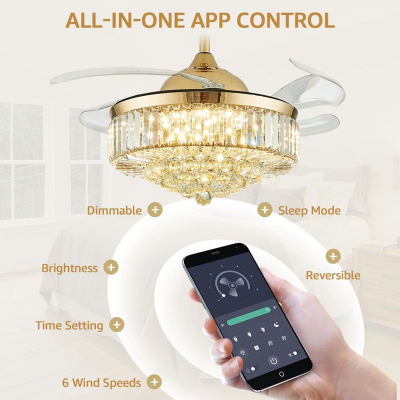 Ventilador de techo MOOONICHE 107 cm dorado regulable con control remoto