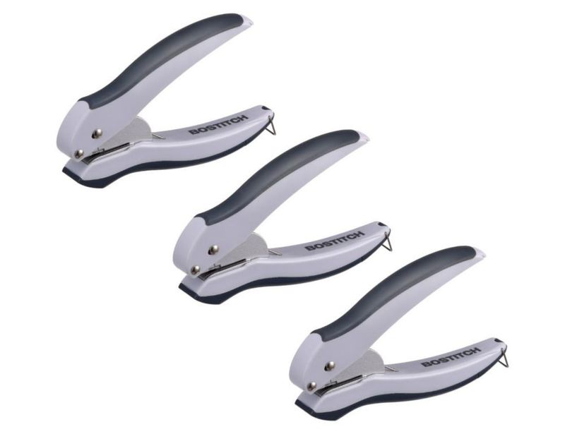 Perforadora Bostitch de 10 hojas gris/azul - Pack de 3