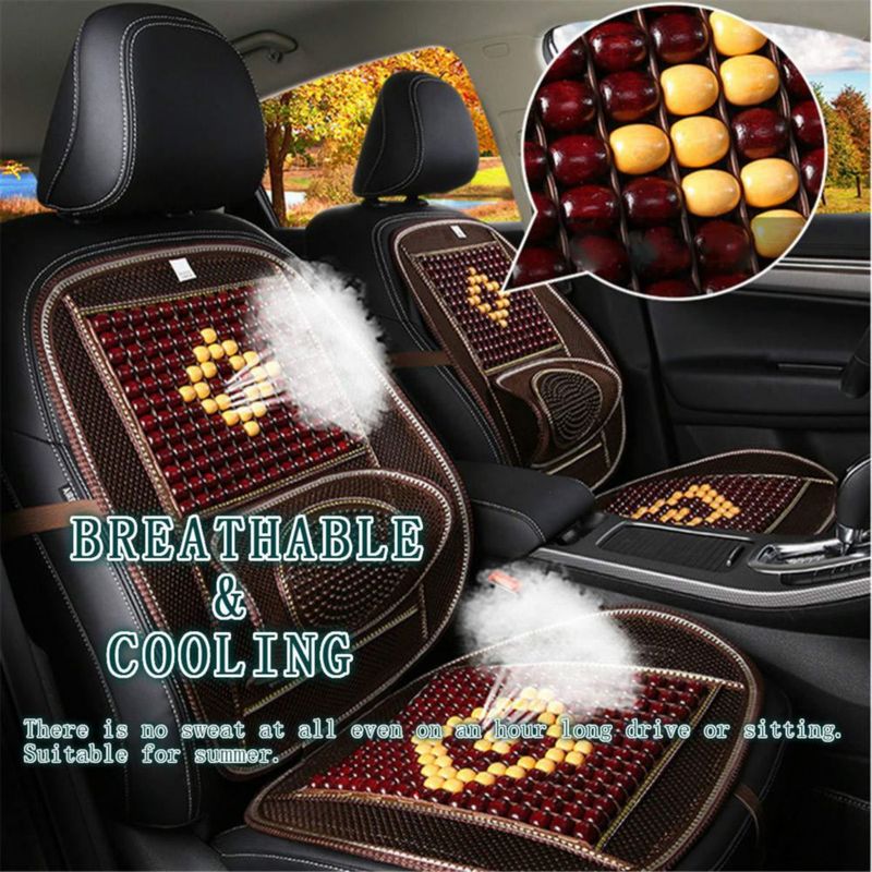 Cubre Asiento LKXHarleya 47 cm Malla de Enfriamiento con Perlas de Madera