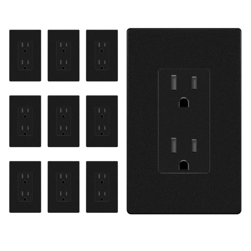 Enchufe eléctrico de pared ENERLITES negro mate 15 A 125 V paquete de 10