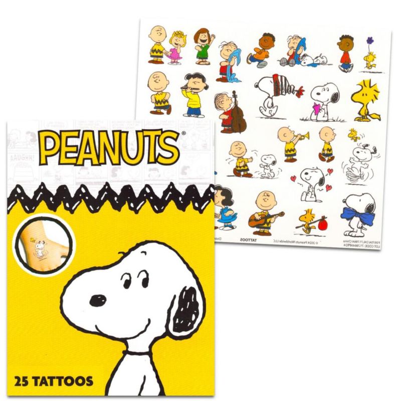Paquete de 200 piezas de pegatinas y tatuajes temporales Peanuts