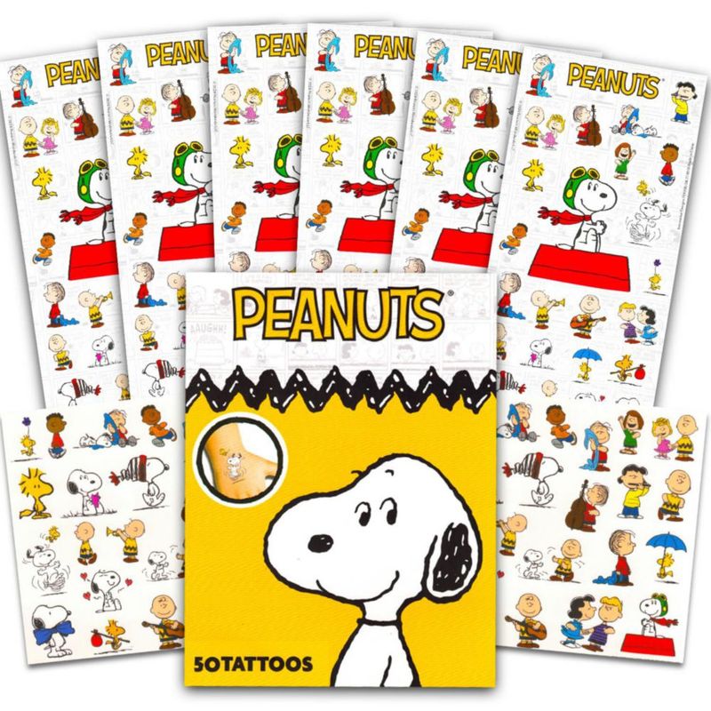 Paquete de 200 piezas de pegatinas y tatuajes temporales Peanuts