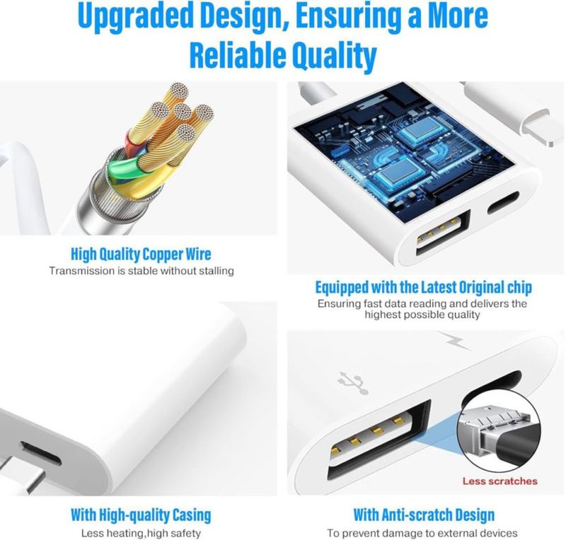 Adaptador Lightning Obcxin USB3 OTG+Carga Certificado MFi