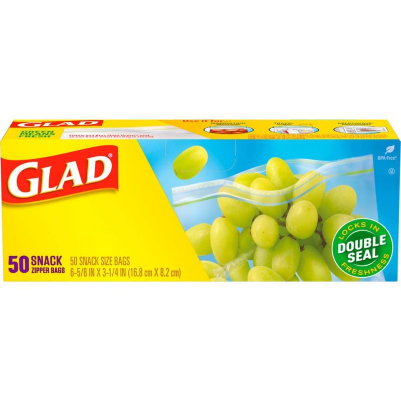 Bolsas de Almacenamiento de Alimentos Glad 50 Unidades Tamaño Snack