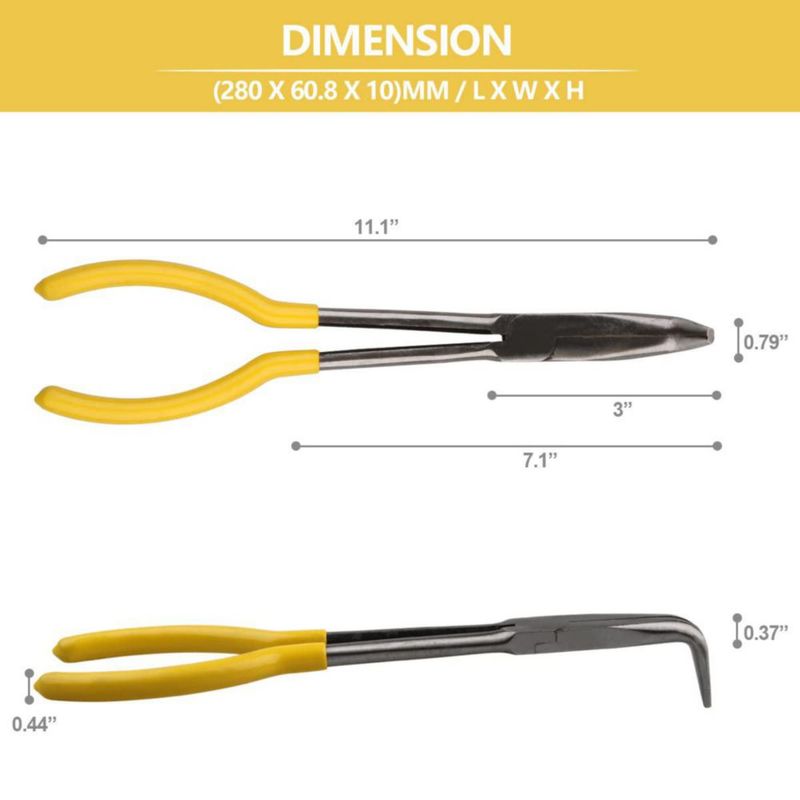Alicates YanTone de 28 cm de punta larga y curvatura de 90°
