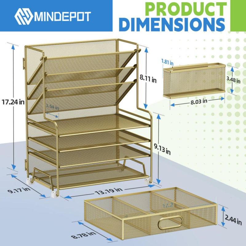 Caddy MINDEPOT de 4 Niveles + Portafolios + Cajón Dorado
