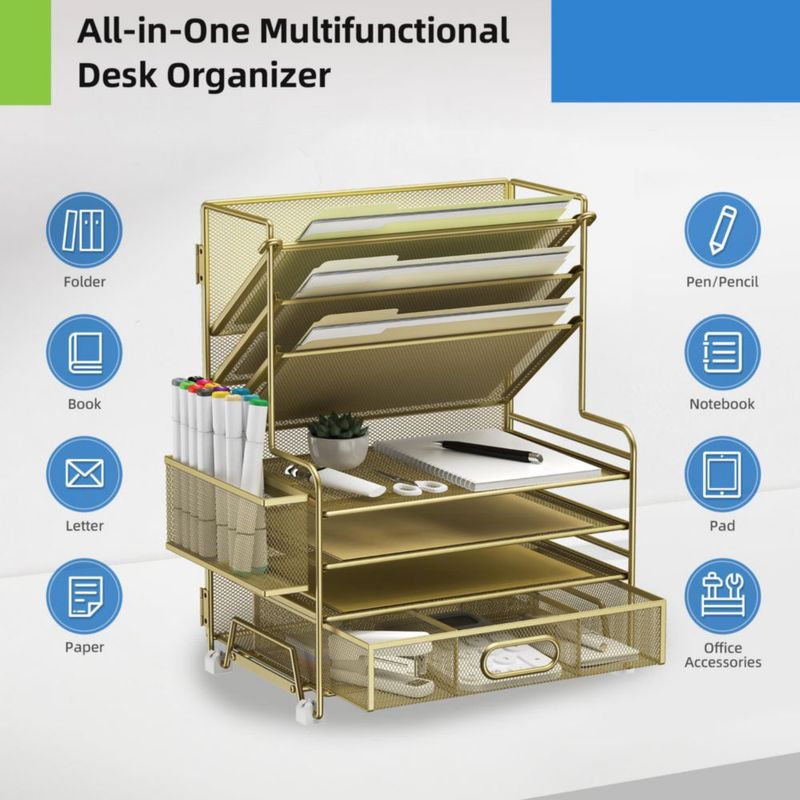 Caddy MINDEPOT de 4 Niveles + Portafolios + Cajón Dorado