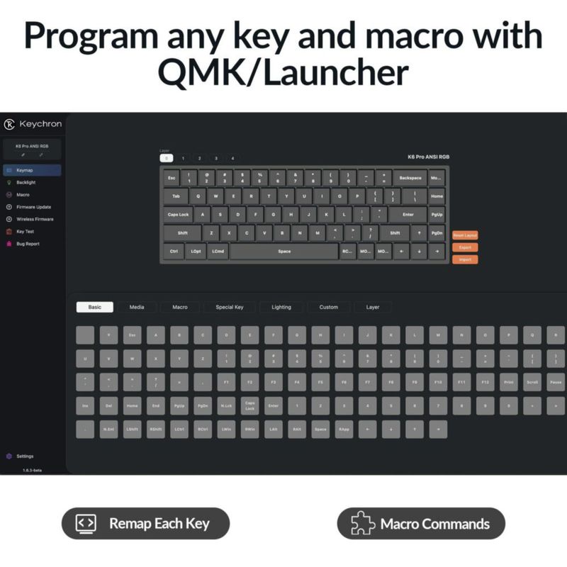 Teclado Mecánico Inalámbrico Keychron K6 Pro RGB Hot‑Swap Rojo
