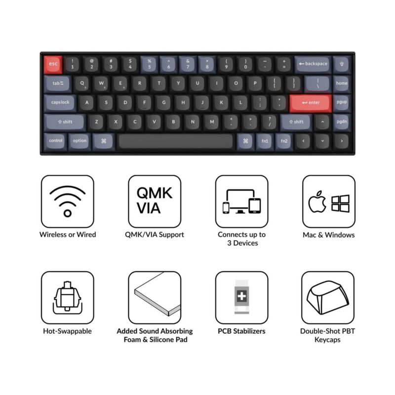 Teclado Mecánico Inalámbrico Keychron K6 Pro RGB Hot‑Swap Rojo