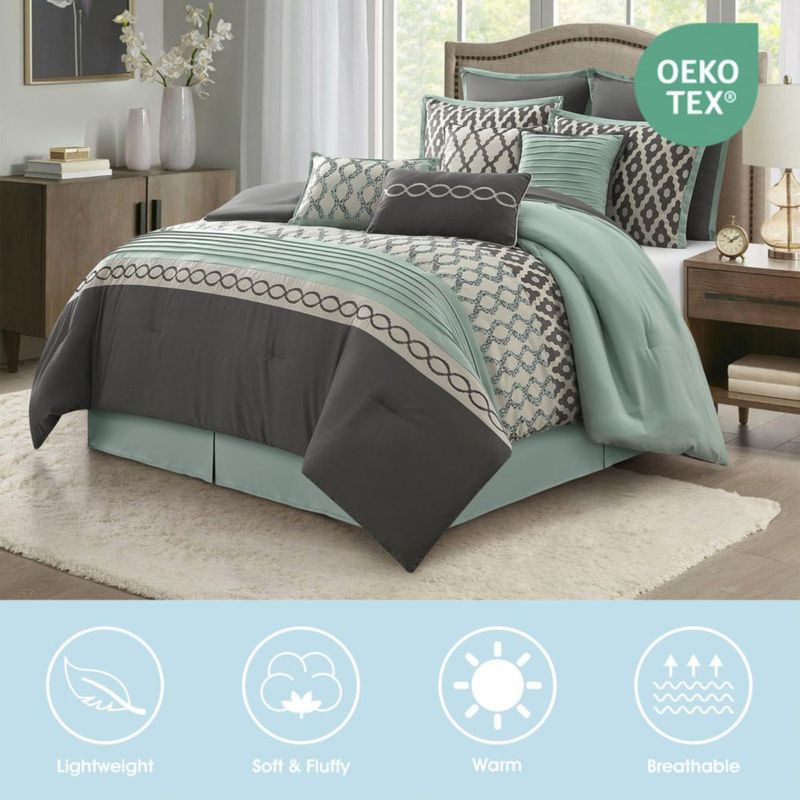 Juego de Edredón LANCO MODERN LIFESTYLE King Azul Gris 10 piezas