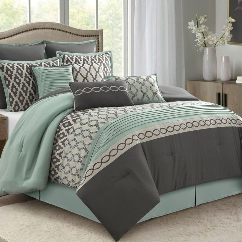 Juego de Edredón LANCO MODERN LIFESTYLE King Azul Gris 10 piezas