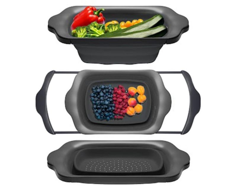 Colador de alimentos Comfify 43x26x4 cm negro plegable