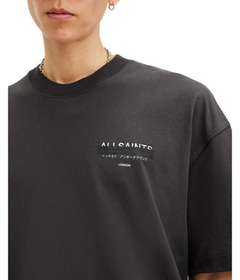 Camiseta AllSaints Redact Negro Lavado XL