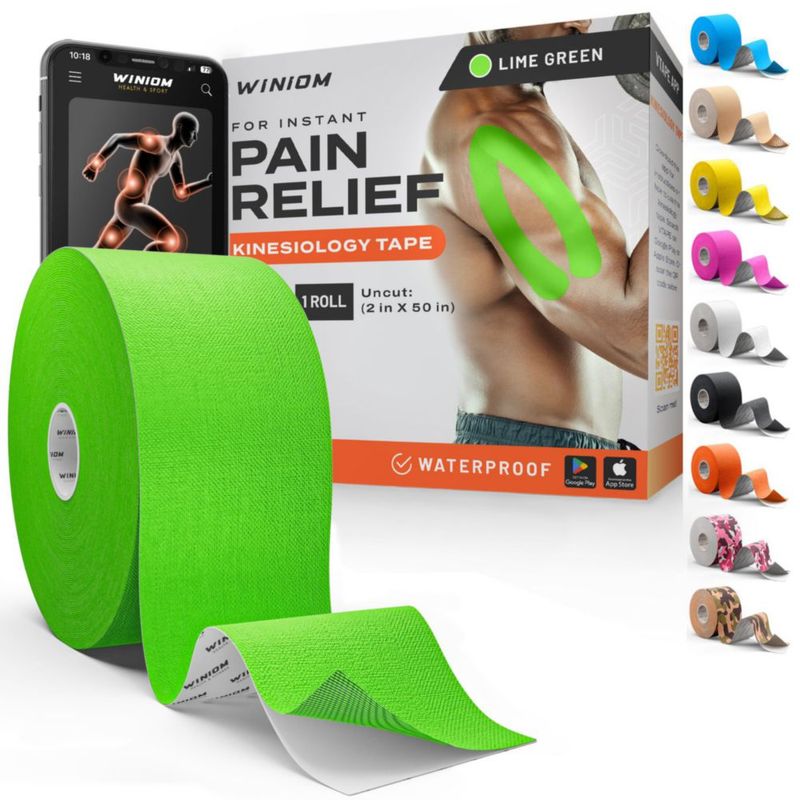 Cinta de Kinesiología WINIOM 50 pies Verde Lima Impermeable