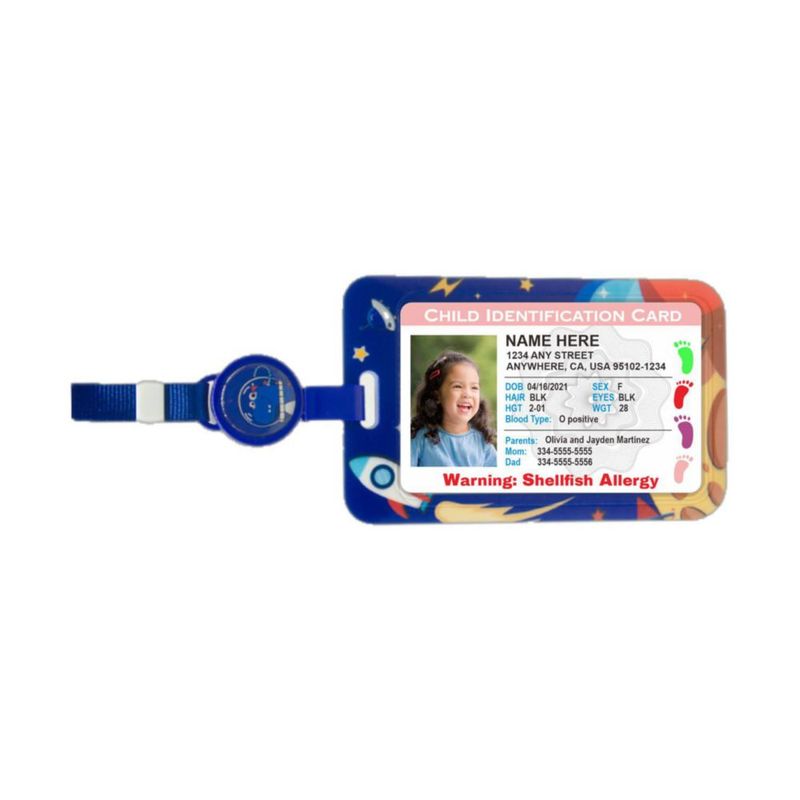 Tarjeta de identificación de viaje para niños RAYCCI rosa + portatarjetas