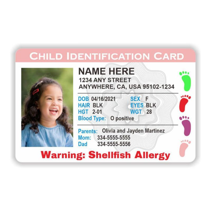 Tarjeta de identificación de viaje para niños RAYCCI rosa + portatarjetas