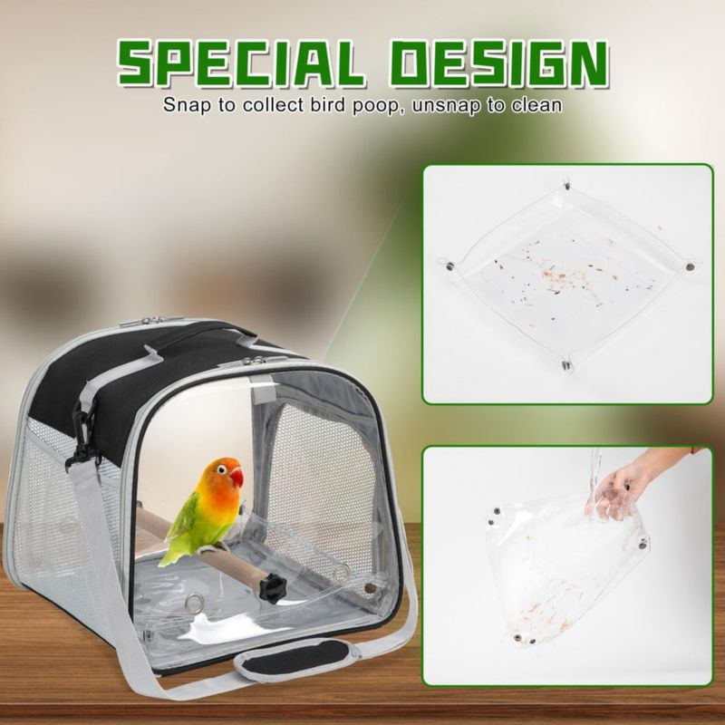 Transportín para Pájaros Suertree 32 cm Negro Ligero y Portátil