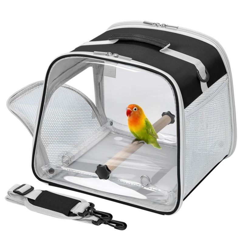 Transportín para Pájaros Suertree 32 cm Negro Ligero y Portátil