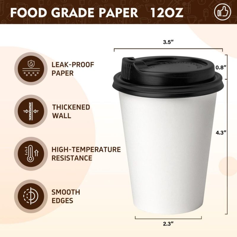 Vasos de café YEEHAW 355 ml 100 unidades blanco con tapas