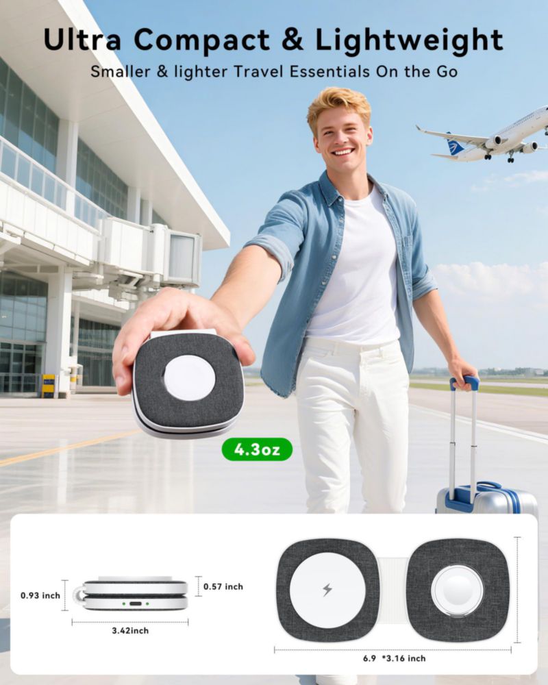 Cargador Bolvunes 2‑en‑1 Plegable MagSafe para iPhone Apple Watch y AirPods
