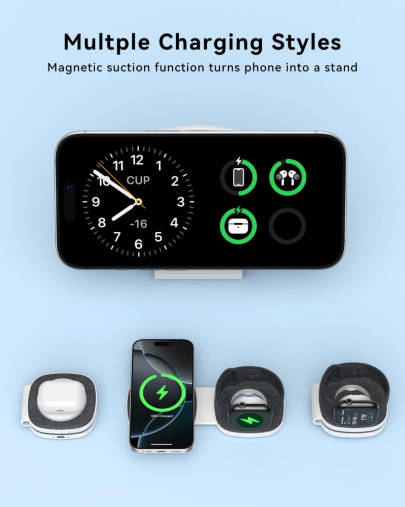 Cargador Bolvunes 2‑en‑1 Plegable MagSafe para iPhone Apple Watch y AirPods