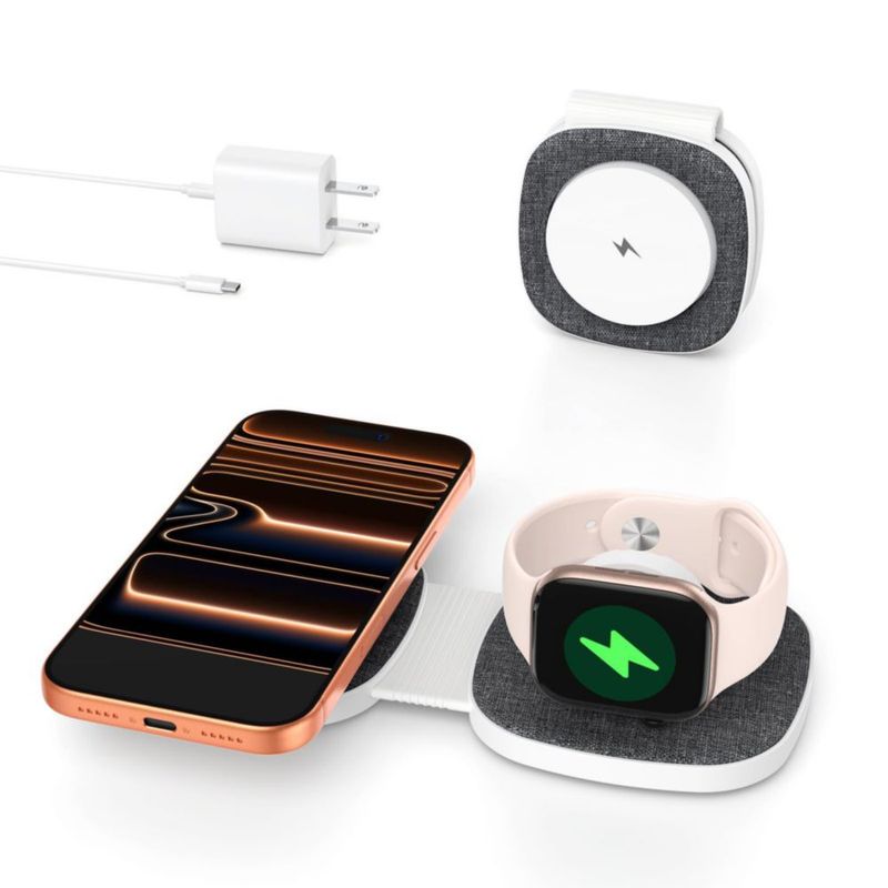 Cargador Bolvunes 2‑en‑1 Plegable MagSafe para iPhone Apple Watch y AirPods