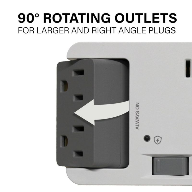 Regleta On-Q de 6 tomas con puertos USB-A/C 30W y protector contra sobretensiones