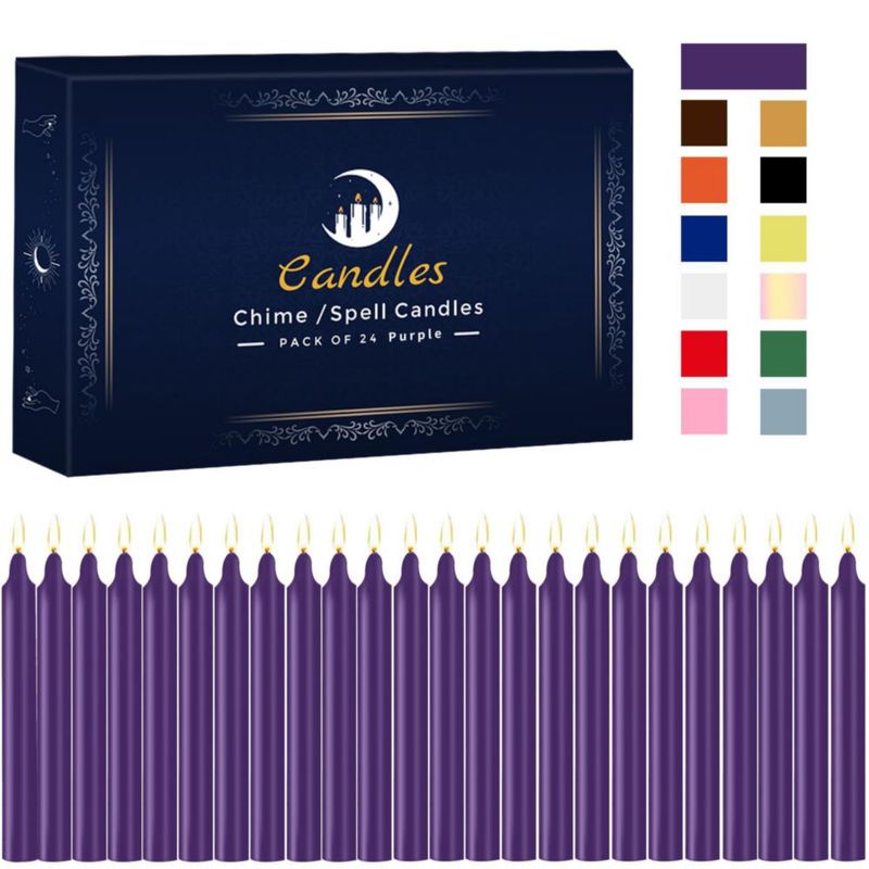 Kunrsug – Velas de varilla sin aroma color púrpura 10 cm paquete de 24