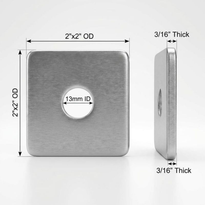 Arandelas QWORK Ø 1/2" 5 cm × 5 cm × 5 mm – Pack de 50