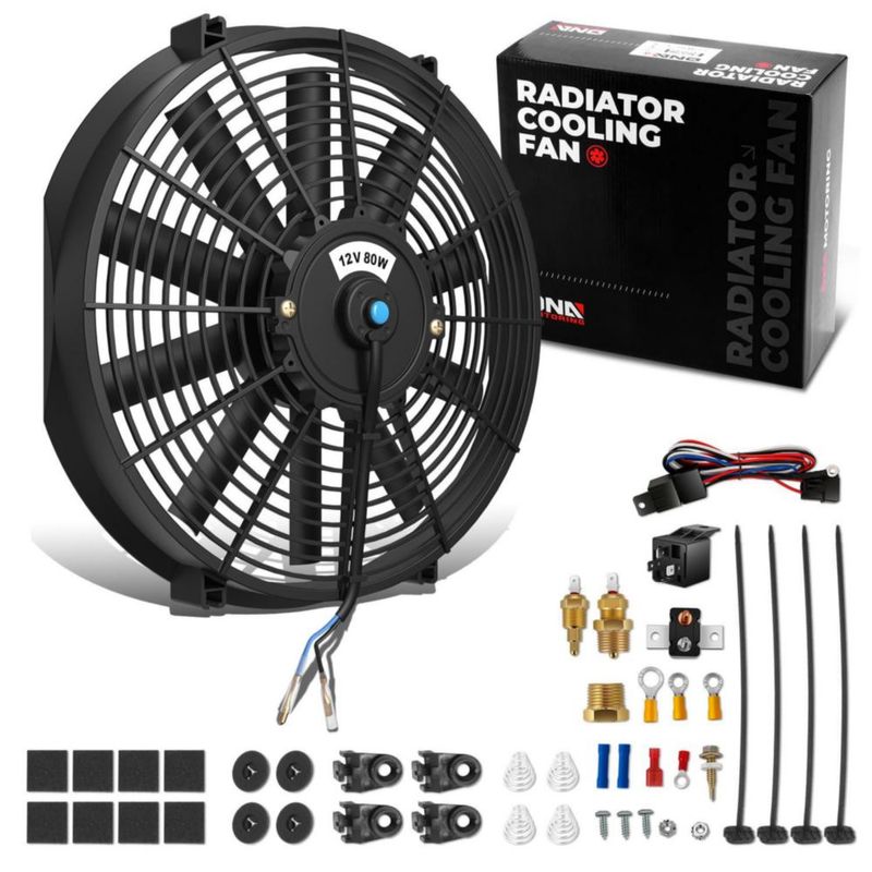 Ventilador de radiador DNA MOTORING 36 cm Kit de relé 12 V