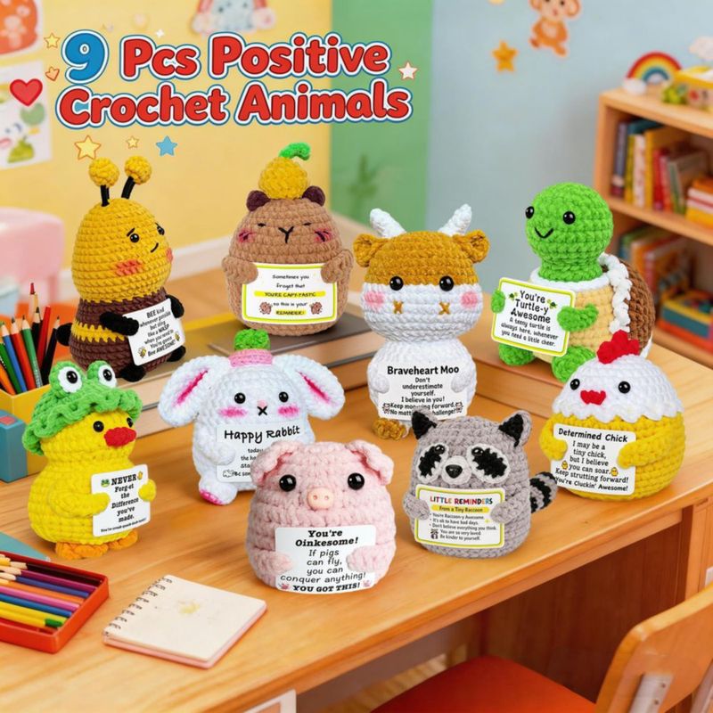Figuras de Juguete IGBENE de Crochet - Pack de 9 con Tarjetas