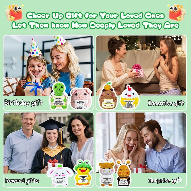 Figuras de Juguete IGBENE de Crochet - Pack de 9 con Tarjetas