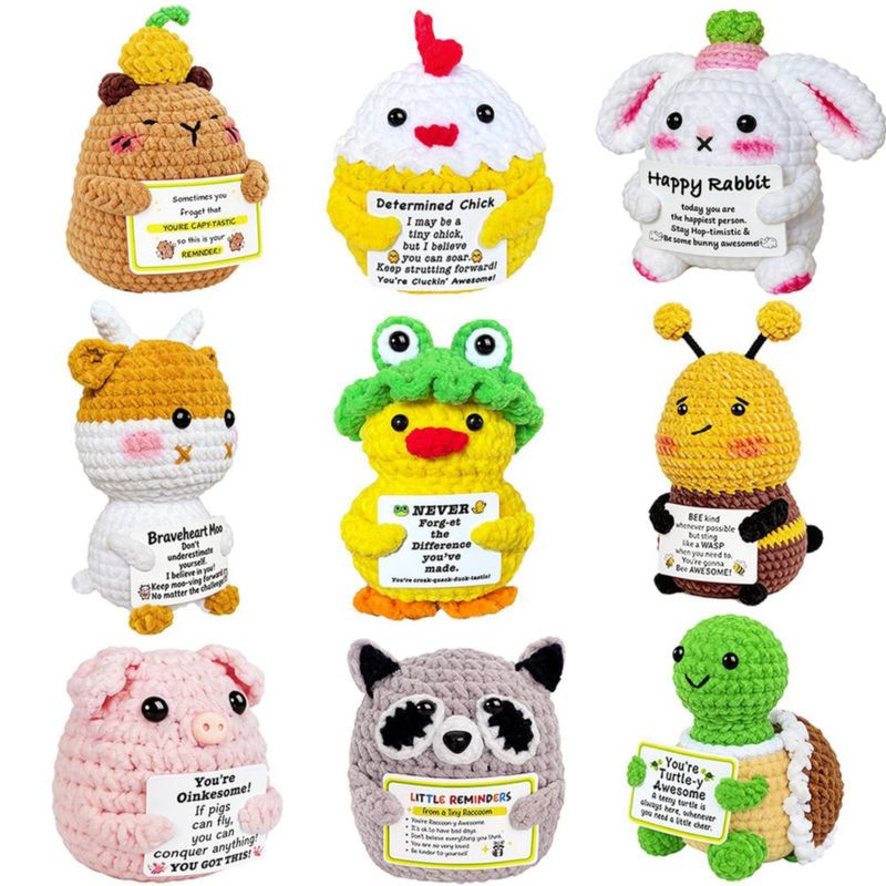 Figuras de Juguete IGBENE de Crochet - Pack de 9 con Tarjetas