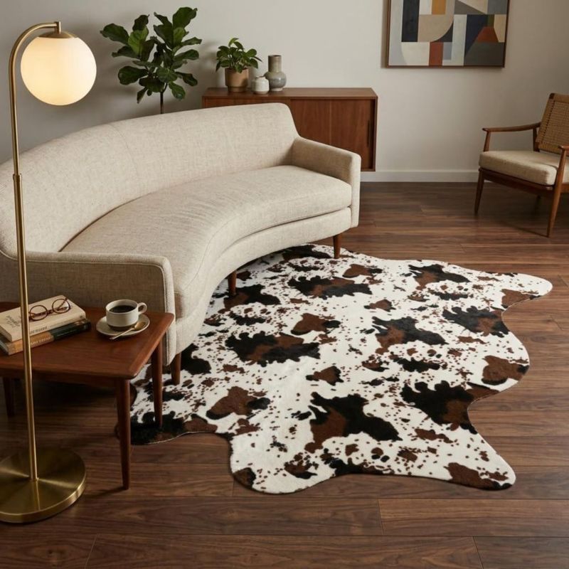 ALFOMBRA MustMat Imitación Cuero de Vaca 157 cm x 201 cm Estampado de Vaca