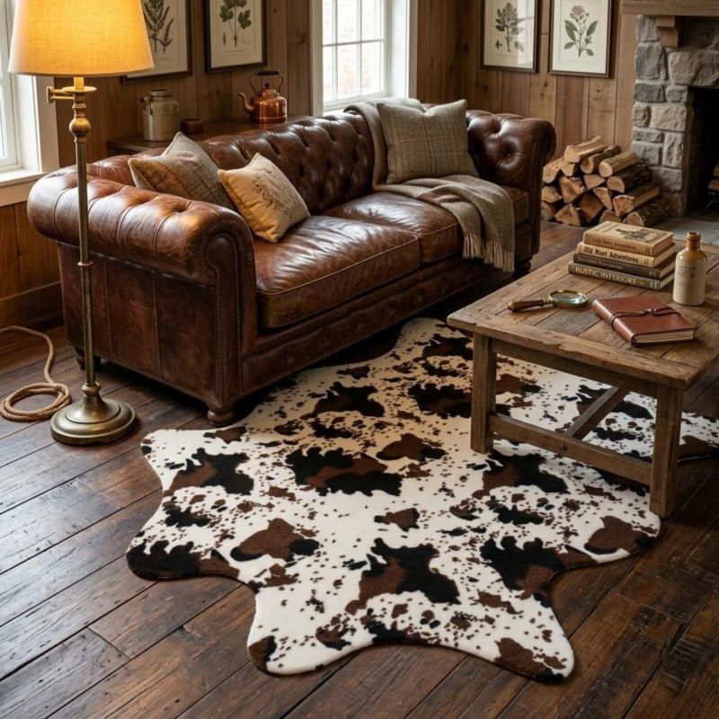 ALFOMBRA MustMat Imitación Cuero de Vaca 157 cm x 201 cm Estampado de Vaca