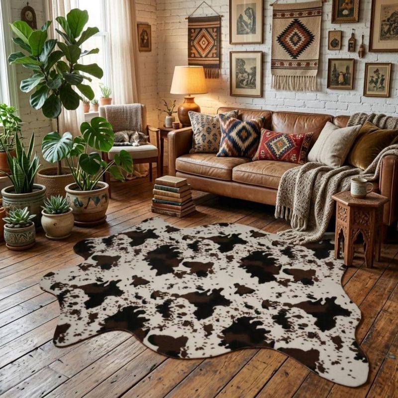 ALFOMBRA MustMat Imitación Cuero de Vaca 157 cm x 201 cm Estampado de Vaca
