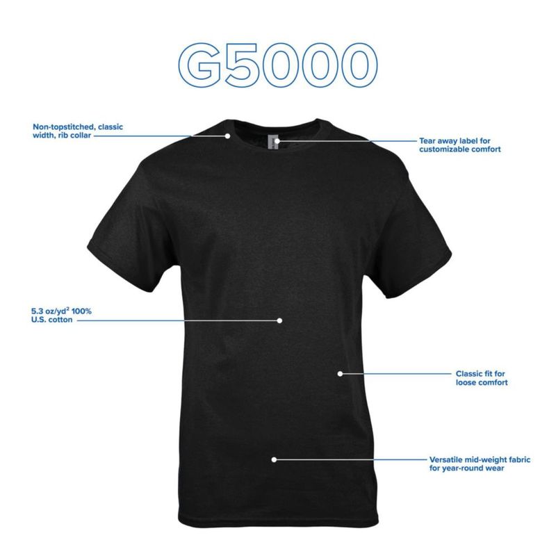 Camiseta Gildan G5000 negra – Pack de 3 talla Small EE. UU.