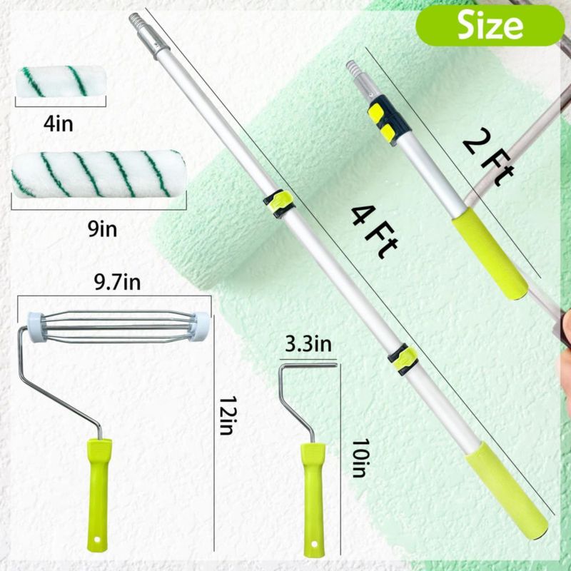Kit de Rodillos de Pintura Dekonmon 28 Piezas con Palo Extensible 91‑122 cm